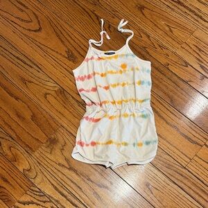 Kids Tie-Dye Sun Strap Romper - White with Rainbow Stripes